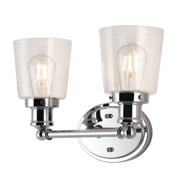 Beverly Iron/Seeded Glass Classic Cottage LED Vanity Light - JONATHAN Y